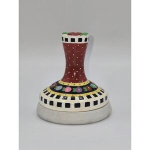 Mary Engelbreit ME Cookie Press‎ Mold Stamp Flower Checkers Ceramic Collectible